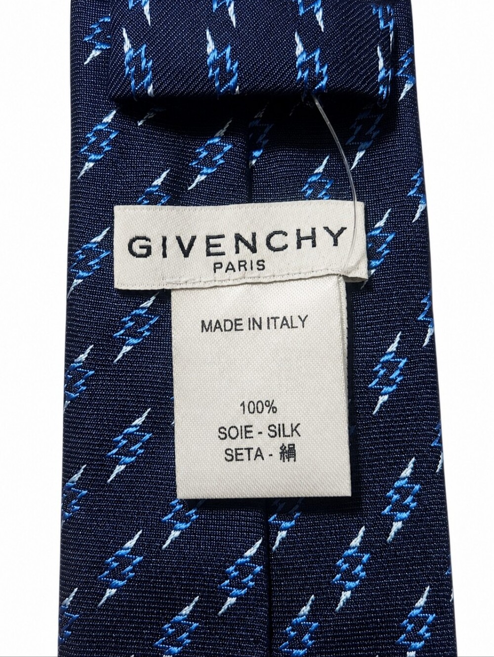 GIVENCHY | Blue Lightning Bolt 100% Silk Tie Made In Italy NWT - Picture 4 of 6